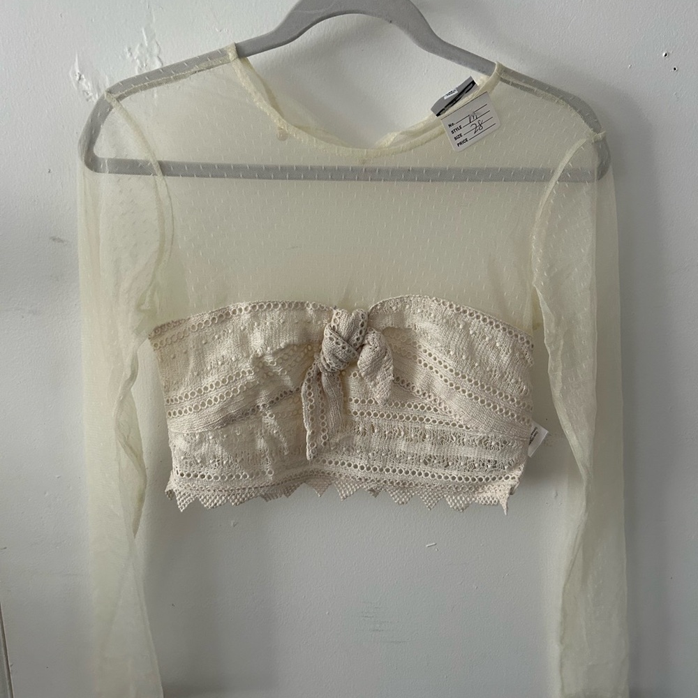 Tan Sheer Crop Top